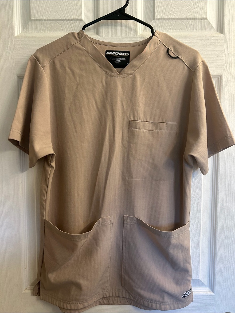 Skechers Tan V-Neck Scrub Top with Utility Pockets